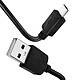Avizar Cable USB Vers Micro USB Charge et Transfert 2 Mètres  Noir Compatible avec les appareils équipés d'un port micro-USB