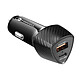 Forcell Chargeur Voiture USB + USB-C Puissance 38W Power Delivery 3.0 Quick Charge 3.0 Noir Carbone Chargeur voiture Carbone