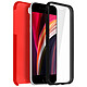 Avizar Coque iPhone SE 2022 / 2020 et 8 / 7 Silicone + Arrière Polycarbonate - Rouge - Protection intégrale avant + arrière efficace contre les chocs et les rayures