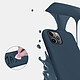 Evetane Coque iPhone 11 Pro Max Silicone liquide Bleu Marine + 2 Vitres en Verre trempé Protection écran Antichocs pas cher