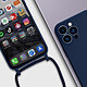 Avizar Coque Cordon pour Apple iPhone 13 Pro Max Semi-rigide Lanière Tour du Cou 80cm  bleu pas cher