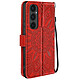 Avizar Étui Mandala Fleurs pour Galaxy S24 FE Portefeuille Support Dragonne Rouge En simili cuir orné d'un motif mandala fleurs, combinant un design artistique avec une finition luxueuse