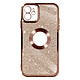 Avizar Coque pour iPhone 12 Paillette Amovible Silicone Gel  Rose Gold - Présente un design pailleté avec contour chromé qui ajoute une touche de brillance