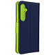 Avizar Étui pour Samsung Galaxy S24 Clapet Portefeuille Support Vidéo Bleu Nuit Étui de protection Bleu Nuit et Vert, de la collection Fancy Style, spécialement conçu pour votre Samsung Galaxy S24