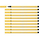 STABILO Stylo feutre Pen 68, jaune clair x 10 Crayon feutre