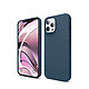 Evetane Coque iPhone 12/12 Pro Silicone liquide Bleu Marine + 2 Vitres en Verre trempé Protection écran Antichocs pas cher