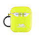 Coque Airpods Silicone gel avec Mousqueton Choupette Ikonik Karl Lagerfeld jaune - Coque de protection signée Karl Lagerfeld série Choupette Head, spécialement conçue pour Apple Airpods