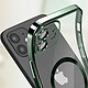 Avizar Coque MagSafe pour iPhone 12 Silicone Protection Caméra  Contour Chromé Vert pas cher