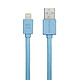 Xtrememac - Câble plat Lightning Bleu Câble plat anti nœud et très résistant