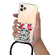 Evetane Coque cordon iPhone 11 Pro noir Dessin Leopard Couronne pas cher