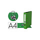 LIDERPAPEL Classeur levier a4 documenta carton rembordé 1,9mm dos 52mm rado métallique coloris vert Classeur à levier