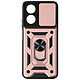 Avizar Coque pour Oppo A58 Bague Support Cache caméra coulissant Rose Champagne - Coque bi-matière Rose Gold antichoc, conçue pour protéger efficacement votre Oppo A58 4G