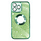 Avizar Coque pour iPhone 14 Pro Paillette Amovible Silicone Gel  Vert Une coque design de la série Protecam Spark, pour iPhone 14 Pro