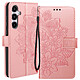 Avizar Étui Fleurs Mandala pour Samsung Galaxy A35 5G Portefeuille Dragonne Rose - Un design en simili cuir avec un motif mandala fleurs