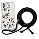 LaCoqueFrançaise Coque cordon iPhone X/Xs noir Dessin Fleurs Sauvages Coque cordon iPhone X/Xs noir Dessin Fleurs Sauvages