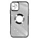 Avizar Coque pour iPhone 12 Paillette Amovible Silicone Gel  Argent - Présente un design pailleté avec contour chromé qui ajoute une touche de brillance