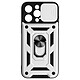 Avizar Coque Antichoc pour iPhone 15 Pro Max Cache Caméra Coulissant Bague argent - Une coque antichoc avec bague multifonctionnelle, conçue pour votre Apple iPhone 15 Pro Max