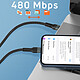 LinQ Câble USB-C vers Lightning Power Delivery 27W Charge Rapide Longueur 2m  Noir pas cher