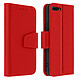 Avizar Housse iPhone 7 Plus / 8 Plus Cuir Porte-carte Fonction Support Premium rouge - Design premium grâce à un revêtement en cuir de vachette associé à des surpiqûres apparentes