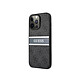 Guess Coque pour Apple iPhone 13 Pro PU 4G Stripe Gris Coque conçue sur mesure pour Apple iPhone 13 Pro