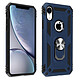 Avizar Coque iPhone XR Bi matière Rigide Souple Bague Support Vidéo bleu nuit - Coque de protection spécialement conçue pour Apple iPhone XR, Bleu Nuit