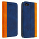 Avizar Housse iPhone SE 2022 / 2020 et 8 / 7 Rangement carte Fonction support bleu nuit Revêtement en simili cuir bicolore de haute qualité avec une finition patinée et des surpiqûres apparentes