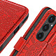 Avizar Étui Mandala Fleurs pour Galaxy S24 FE Portefeuille Support Dragonne Rouge pas cher