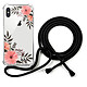 Evetane Coque cordon iPhone X/Xs noir Dessin Fleurs roses Coque cordon iPhone X/Xs noir Dessin Fleurs roses