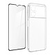 Avizar Coque pour Xiaomi Poco M5 Silicone Souple et Film Verre Trempé 9H  transparent contour noir Pack de protection intégrale 360° spécialement conçu pour Xiaomi Poco M5