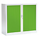 VINCO Armoire Monobloc FUN H100xL120xP43 cm 2 Tablettes Blanc Rideaux Vert Armoire de bureau à rideau