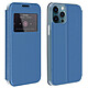 Avizar Housse pour iPhone 12 Pro Max Fenêtre d'Affichage Porte-carte Support Vidéo Bleu Etui folio Bleu en Eco-cuir, iPhone 12 Pro Max