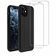 Acheter Evetane Coque iPhone 11 Silicone liquide Noire + 2 Vitres en Verre trempé Protection écran Antichocs