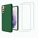 Acheter Evetane Coque Samsung Galaxy S21 FE Silicone liquide Verte + 2 Vitres en Verre trempé Protection écran Antichocs