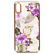 Avizar Coque iPhone XS Max Bi-matière avec Bague de Maintien Motif Fleurs Violet - Coque de protection à motif Fleurs Violettes spécialement conçu pour iPhone XS Max.