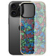 Avizar Coque pour iPhone 16 Pro Antichoc Souple Tutti Frutti Noir Bords surélevés offrant une protection optimale pour l'écran et la caméra