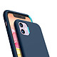 Evetane Coque iPhone 11 Bleue Silicone Liquide + 2 Protections écran et 2 protections Objectif Caméra pas cher