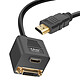 LinQ Adaptateur HDMI Mâle vers DVI-D Femelle et HDMI Femelle Compact Noir - Adaptateur vidéo HDMI mâle vers DVI-D femelle et HDMI femelle de LinQ pour une connectivité polyvalente