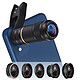 Avizar Kit Objectif Universel Smartphone Téléobjectif, Fisheye Grand Angle Macro CPL Kit d'objectifs 5-en-1 spécialement conçus pour les Smartphones, Universel.