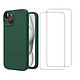 Acheter Evetane Coque iPhone 15 Silicone liquide Verte + 2 Vitres en Verre trempé Protection écran Antichocs