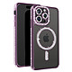 Avizar Coque Diamant pour iPhone 15 Pro Protection MagSafe Contour Strass Violet Dos transparent laissant parfaitement visible la couleur d'origine de votre iPhone pour un look unique