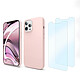 Evetane Coque iPhone 13 Pro Max Silicone liquide Rose + 2 Vitres en Verre trempé Protection écran Antichocs Coque iPhone 13 Pro Max Silicone liquide Rose + 2 Vitres en Verre trempé Protection écran Antichocs