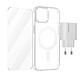 4smarts Pack 3-en-1 pour iPhone 15 Plus Coque MagSafe Verre Trempé Chargeur USB-C 20W - Pack 3 en 1 de 4smarts contenant tout ce qu'il vous faut pour l'iPhone 15 Plus : une coque MagSafe, un verre trempé et un chargeur secteur