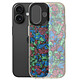 Avizar Coque pour iPhone 16 Plus Antichoc Souple Tutti Frutti Noir Bords surélevés offrant une protection optimale pour l'écran et la caméra