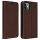 Avizar Étui iPhone 11 Folio Cuir Véritable Porte cartes Support Vidéo marron foncé - Housse de protection spécialement conçue pour Apple iPhone 11