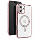 Avizar Coque Diamant pour iiPhone 16 Protection MagSafe Contour Strass Rose Champagne Dos transparent laissant parfaitement visible la couleur d'origine de votre iPhone pour un look unique