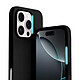 Evetane Coque iPhone 16 Pro Max Silicone liquide Noire + 2 Vitres en Verre trempe Protection ecran Antichocs pas cher