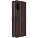 Avizar Housse pour Sony Xperia 5 V Cuir Véritable Portefeuille Support Vidéo  Marron Foncé Étui folio marron foncé de la colletcion Prestige, alliant protection et design, conçu pour Sony Xperia 5 V