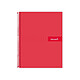 LIDERPAPEL Cahier spirale crafty A4 240p 90g quadrillé 5x5mm microperforé 4 trous - Rouge Cahier