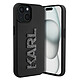 Karl Lagerfeld Coque pour iPhone 15 Plus Dos Effet Cuir Bords Rehaussés Noir Fabriquée sous licence officielle Karl Lagerfeld, gage de qualité, d'authenticité et de savoir-faire