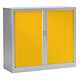 VINCO Armoire Monobloc FUN H100xL120xP43 cm 2 Tablettes Alu Rideaux Jaune Armoire de bureau à rideau